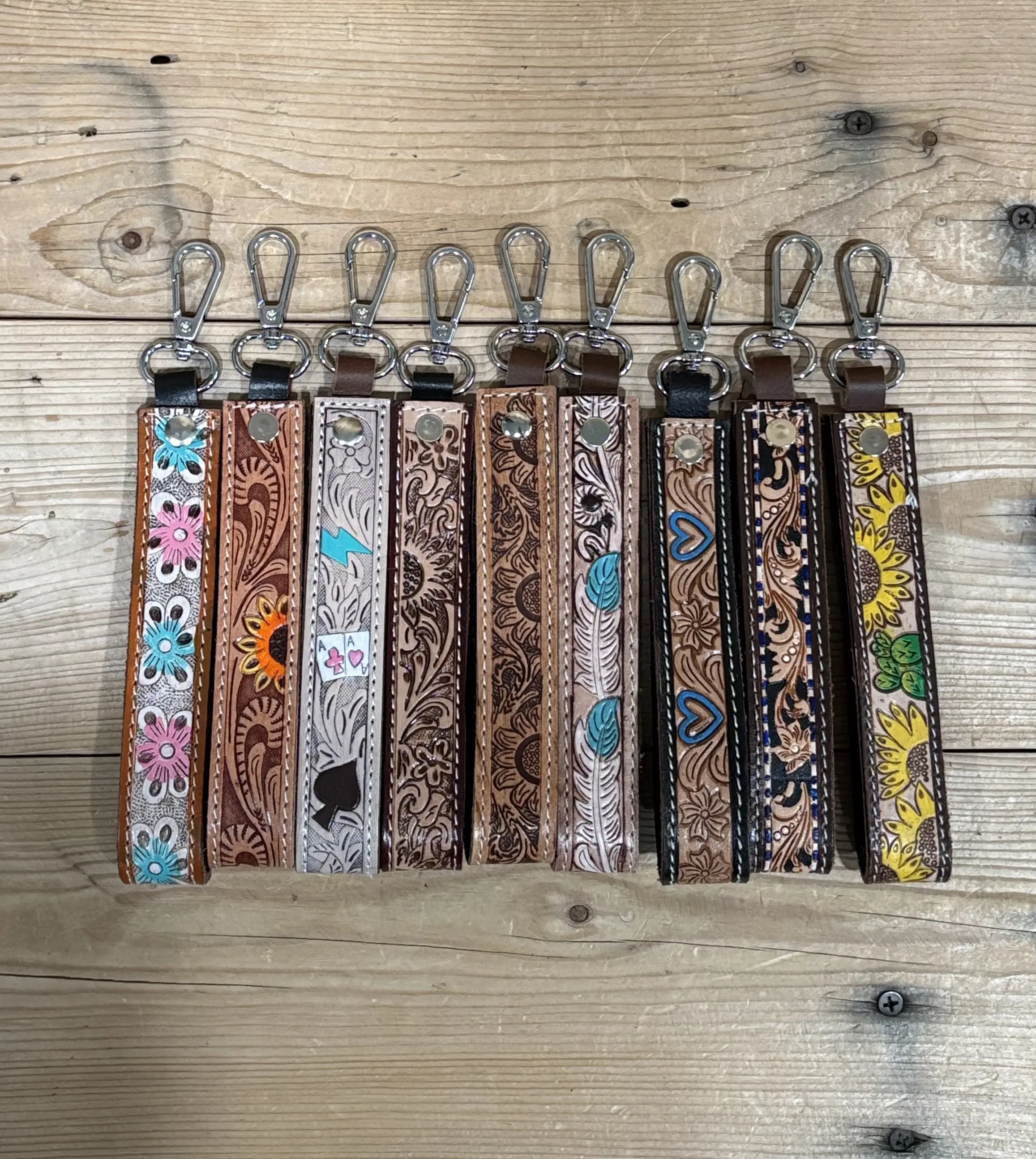 Tooled Leather Keychain Wristlets!