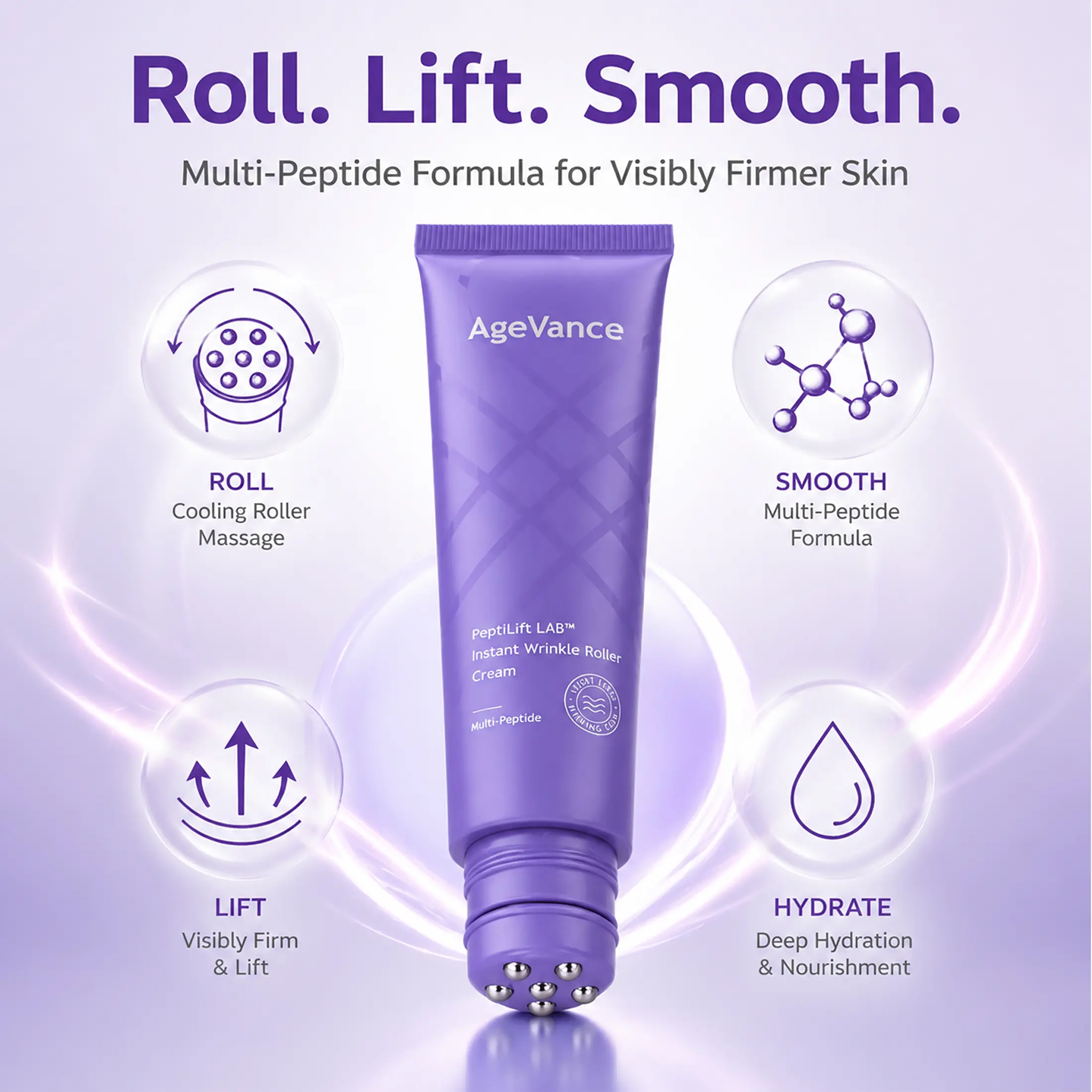 New Arrival AgeVance Neck Wrinkle Massage Cream with Built-in Massager - Daily Lightweight Body Care Moisturizer, Tightens Sculpts Contours, Smooths Fine Lines (Suitable for Jawline, Neck, Décolletage)