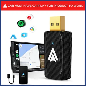 MSXTTLY 2-in-1 Mini Wireless CarPlay Adapter for Apple&Android Auto, Converts Car Model 2017+  With Wired Android Auto to Wireless, Android Phones Version 11+, Black