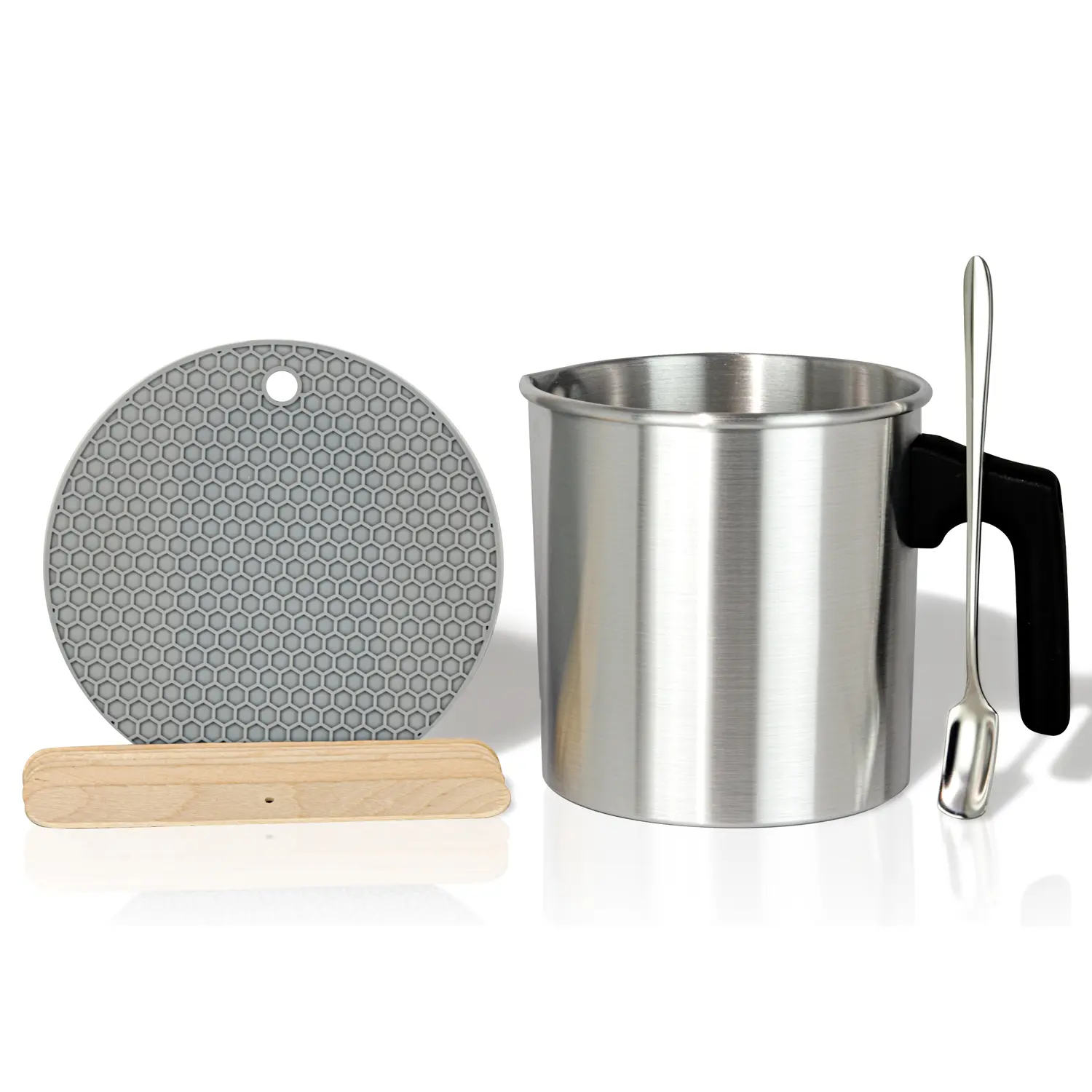 Aroparc Candle Making Pouring Pot, 40 oz Double Boiler Wax Melting Pot, 2lb Pouring Pitcher for Candle Making with Spoon, Wick Centering Device, Heat Resistant Mat