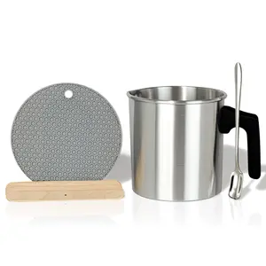 Aroparc Candle Making Pouring Pot, 40 oz Double Boiler Wax Melting Pot, 2lb Pouring Pitcher for Candle Making with Spoon, Wick Centering Device, Heat Resistant Mat