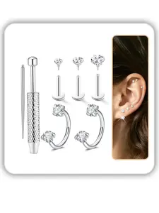 18G Internally Threaded Gems  Horseshoe Nose Ring， Flat Back Earrings with Piercing Taper Nose Studs Tragus Cartilage Earring for Women Men Gems For Piercings