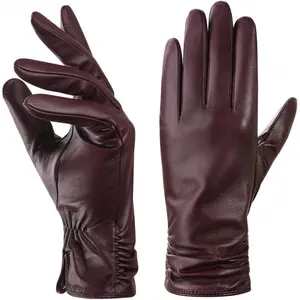 Winter Leather Gloves for Women Warm Cashmere Lined Touchscreen Texting Sheepskin Gloves for Driving