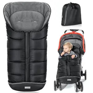 Universal Footmuff for Stroller, Winter Warm Baby Stroller Bunting Bag, Waterproof Windproof Warm Polar Fleece Lined for Toddler Stroller Sleeping Bag, Black
