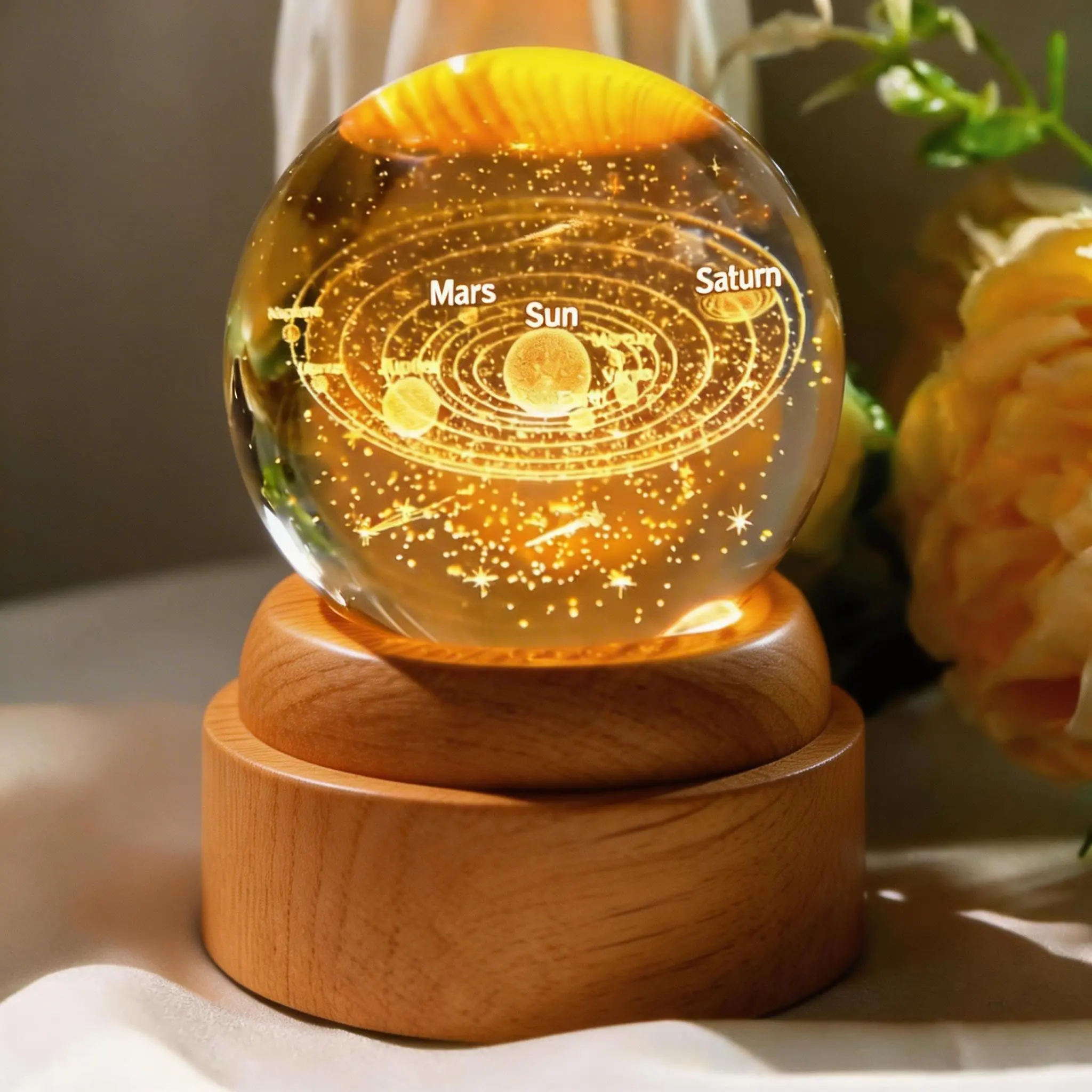 Metaphysical Crystal 3D Solar System Crystal Ball 60mm Universe Gifts with Laser Engraved Model Astronomy Decor and Gift for Kids Physics Enthusiasts and Space Model Collectors Halloween Gift Sets Gifts Boyfriend Funny Gift Father's Day, Room Accessories,