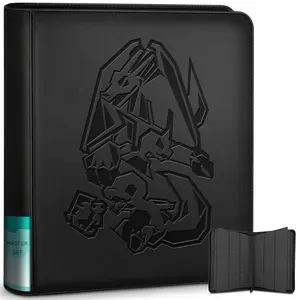 RAVAVER Toploader Binder ,Oversize 9-Pocket Album ,Holds 252 Toploaders with DIY Label Slot and Side-Loading Sleeves for Trading Cards in 3" x 4" Toploader , Fits Pkmn MTG Sports Cards & More, Premium Quality Embossed Pattern PU Leather