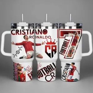 [CR7] Ronaldo Legend 20oz & 40oz Tumbler With Handle – Champion Stainless Steel Cup, Vacuum Insulated Travel Mug, Iced Coffee Drinkware, Gift For Football Fans