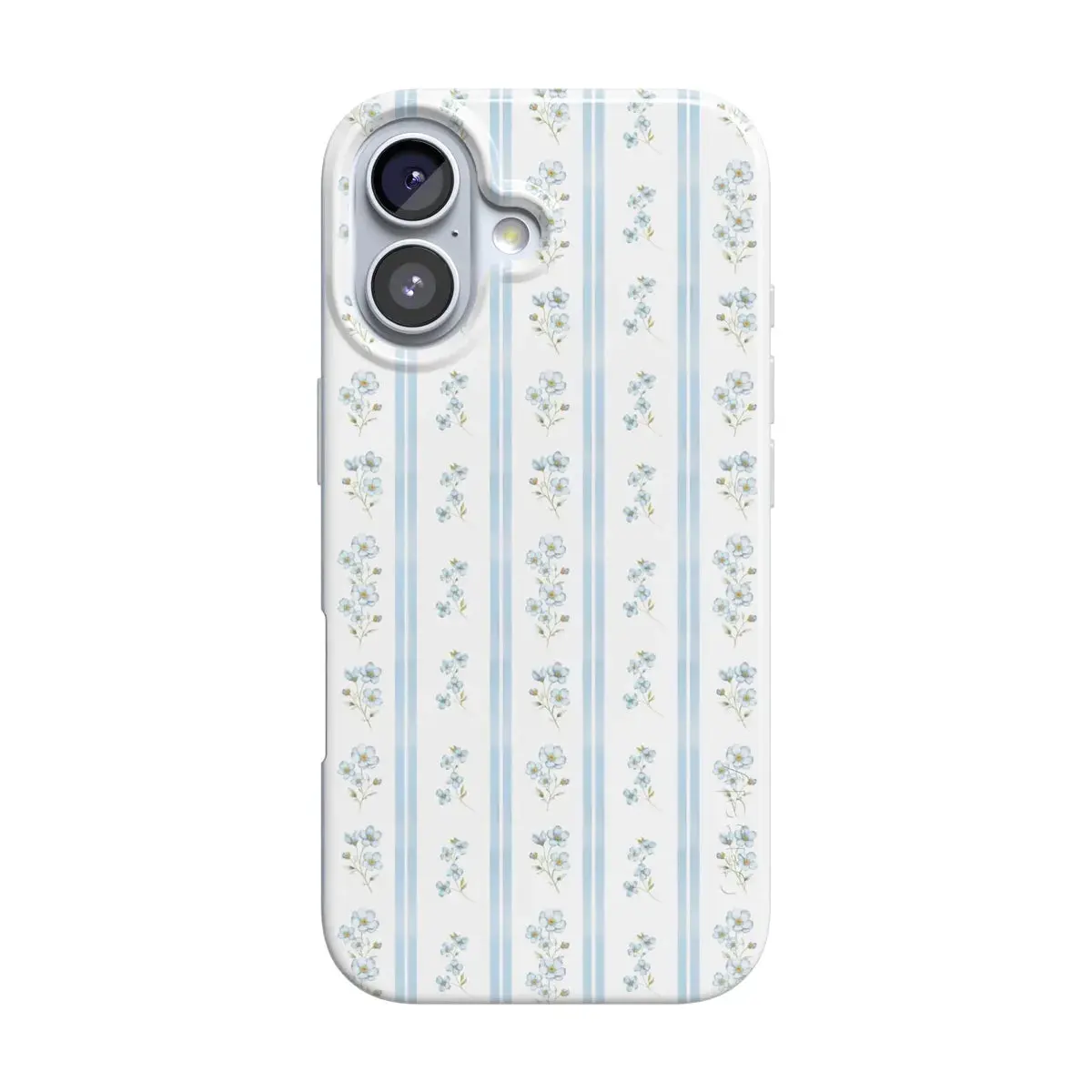 Casely iPhone 16 Plus Case | Cottage Stripe | Blue Floral | Compatible with MagSafe | Classic Ultra Thin Design