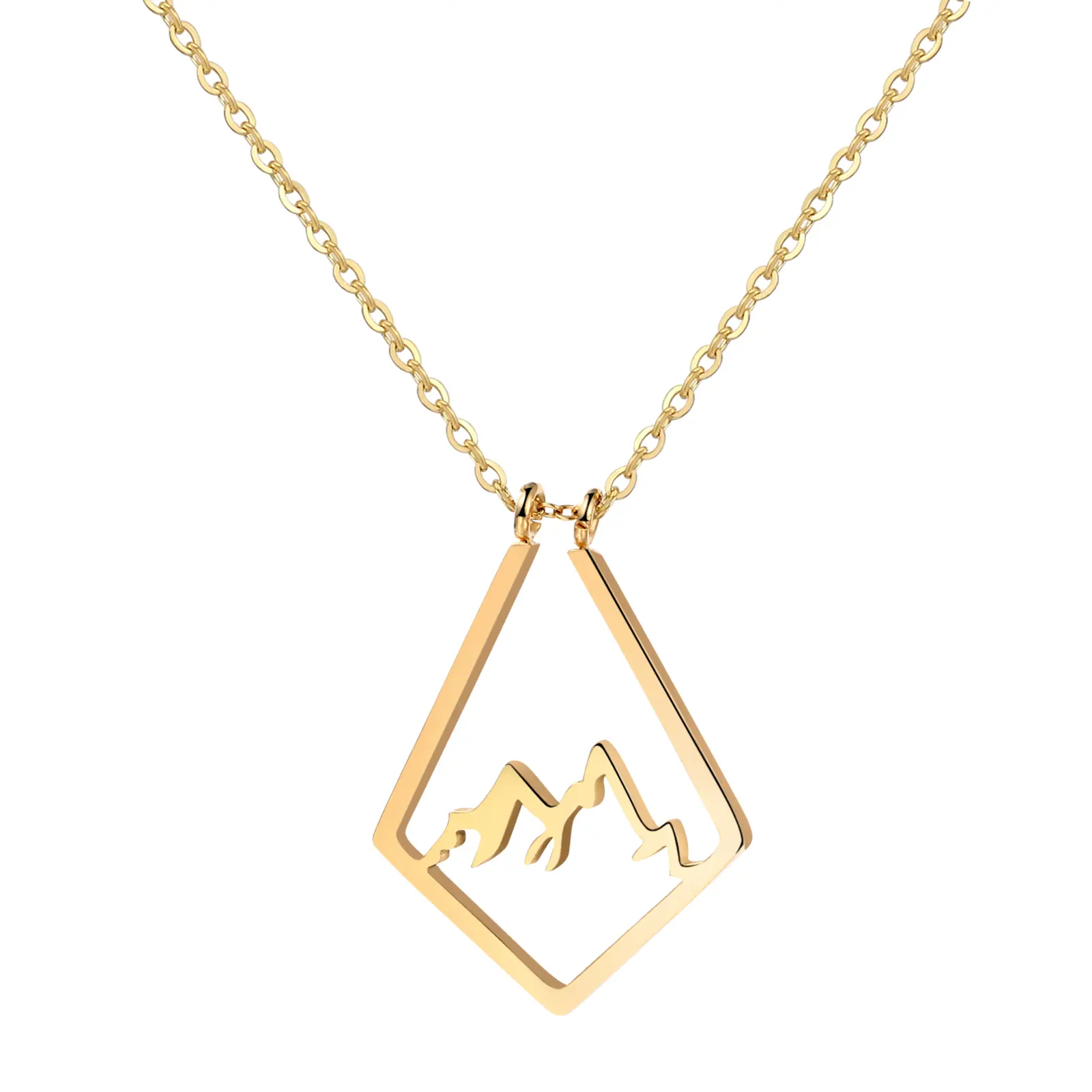 Women's Dainty Stainless Steel Mountain Shape Ring Holder Necklace - Adjustable Gold Chain, Fashionable Accessory, Inspirational Jewelry, Wife Gift, Daily Wear Ring Keeper, Wife Necklace summerwins,summerwins