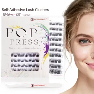 EHSZM BEAUTY POP PRESS Self-Adhesive Lash Clusters, 1-Minute Pre-Glued Press-On, No Glue Needed, All-Day No-Fall, Natural-Curl, Ideal for Daily Makeup
