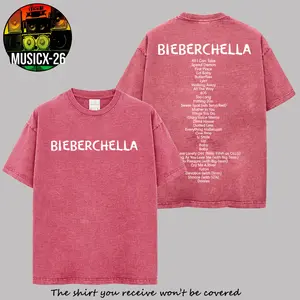 [X-26] BIEBERCHELLA Tracklist Week 2 High-quality Acid Washed Cotton T-Shirt, Beliebers Shirt Hip-Hop Shirt, Coachella Festival Merch, Gift For Music Fan Graphic Tee