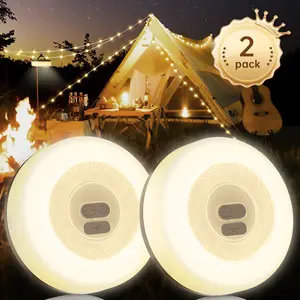 Camping String Lights (2-Pack) - 33FT, 7 Modes, IPX4 Waterproof, Rechargeable LED, 25s Rapid Recovery for Outdoor Tent, Hiking, and Décor, Yellow Light