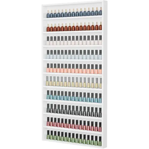 OmySalon 10-Tier Acrylic Nail Polish Organizer Shelf - Wall/Corner-Mounted Multifunctional Storage Rack, 22in Durable Cabinet Display Holder for Beauty Salons, Bathroom Storage Organization, Dorm Essential Home Decor