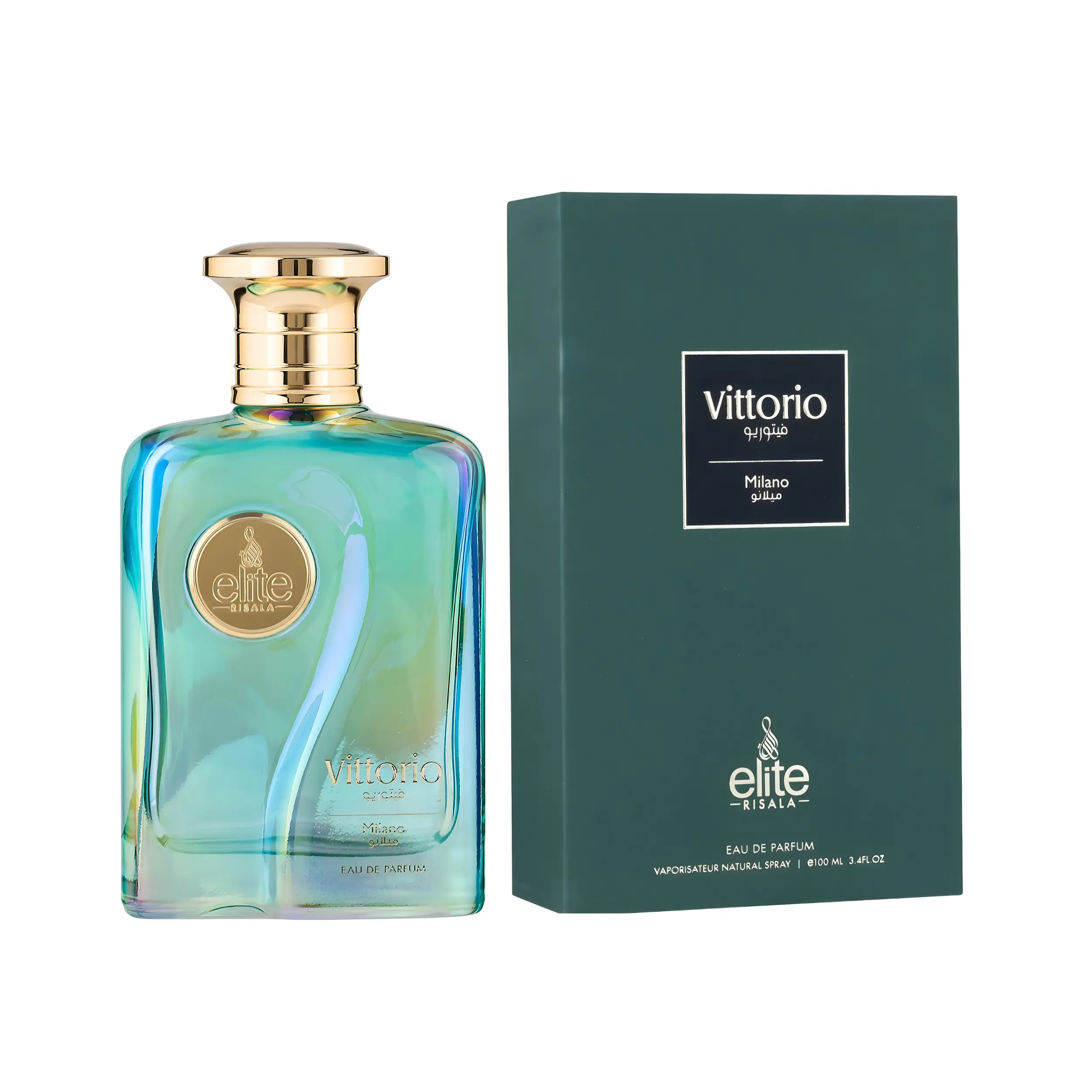 Risala Vittorio Milano Elite Eau De Parfum for Men, Spicy Amber, Vanilla & Leather Blend Fragrance, 3.4 fl oz, Spicy Fragrance Amber, Vanilla Scents, Adults, Aromatic Men's Fragrance
