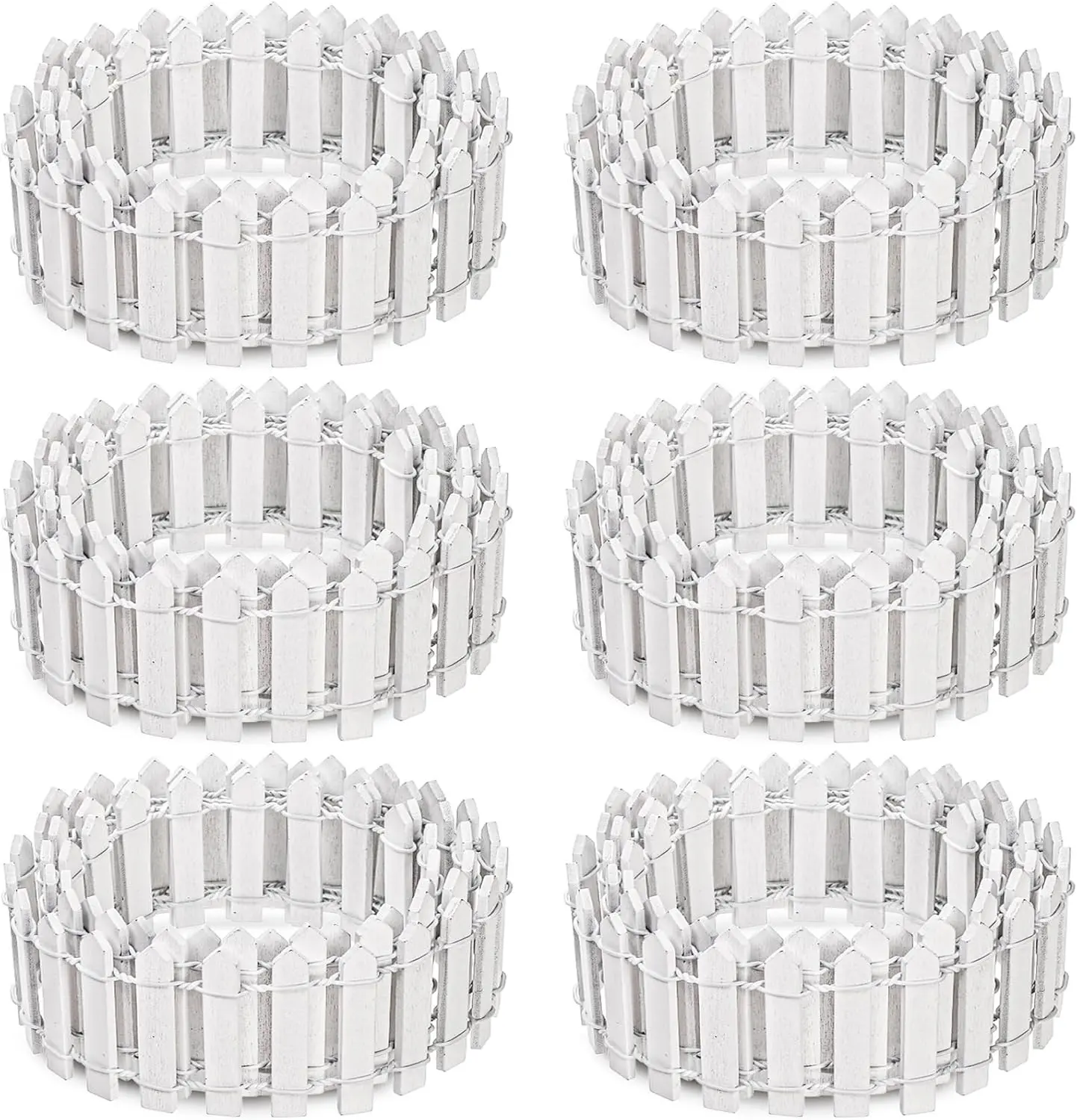 6 Pieces 35 Inches (Total 210") Miniature Fairy Garden Fence, Decorative Wood Picket Fence Mini White Garden Fence for Crafts, DIY Project