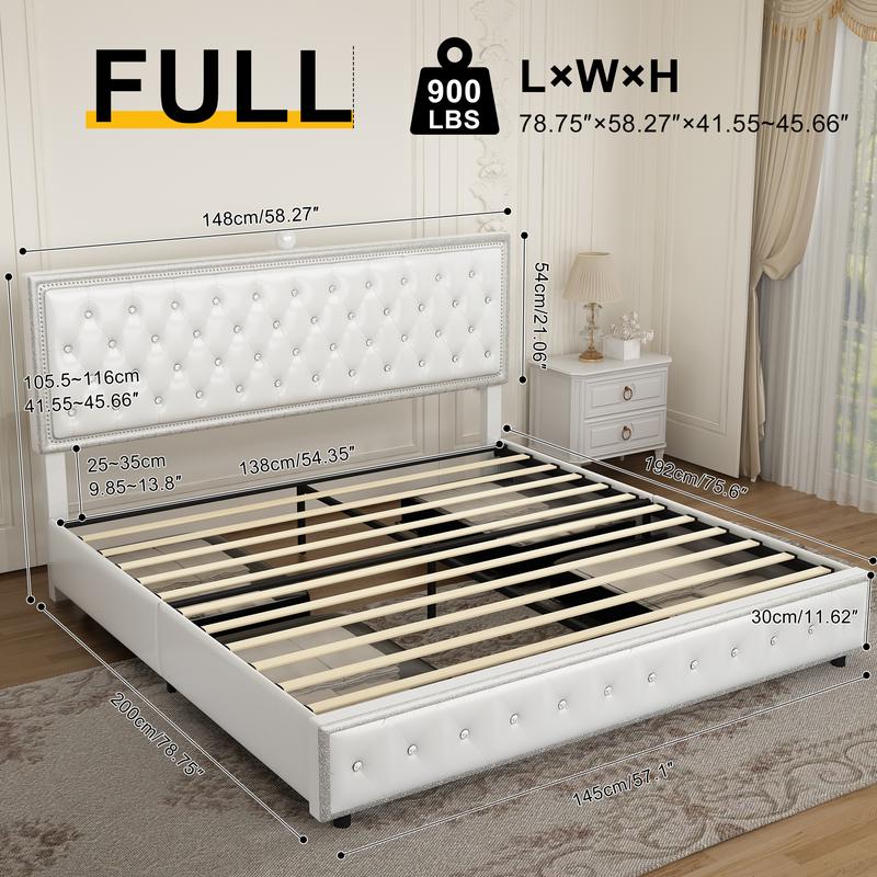 GEGOFORU Queen LED Galaxy Bed Frame with Projector, Bluetooth Speakers & USB Charging, RGB Lighting, White Velvet Upholstered Platform Bed, No Box Spring Needed