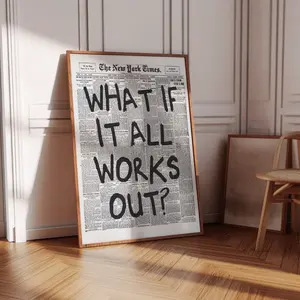 What If It All Works Out Old Newspaper Print New York Times Wall Art Trendy Girly Apartment Art Decor Photo newspaper wall