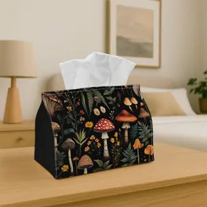 1pc Whimsical Fantasy Mushroom  - Decorative Tissue Box ,  Illustration Forest Warm - for Home, Party, Car, Kitchen & Bathroom - Tissue Holder for Everyday Use, Ideal for Party Supplies, Home Accessory, Holiday Decorators