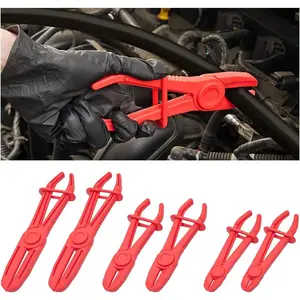 Hose Clamp Pliers, 6 Pack 3 Size Line Pinch Clamps Set, Plastic Hose Pinching Off Pliers for Automotive Radiator, , Gas, Coolant Hoses and  Lines (Red)