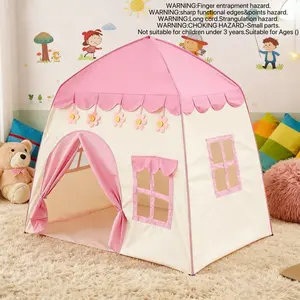 Outdoor Fun Kids Play Tent, Castle Playhouse for Boys Girls, Castle Theme, Portable Play House, Portable Design, Secret Base & Sleep Tent, Beach Party Toy, Ideal Birthday & Holiday Gift, No Accessories & Lights
