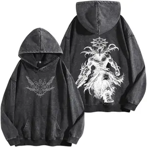 Mahoraga Vintage Washed Hoodie, Jujutsu Kaisen Anime Graphic Tee, Oversized Manga Streetwear Shirt, Soft Cotton Fan Apparel