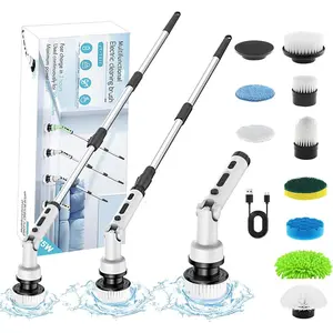 Electric Spin Scrubber, Rechargeable Electric Cleaning Brush with Replaceable Brush Heads, Household Cleaning Tool for Bathroom Tile Floor Tub, Cordless Power Scrubber