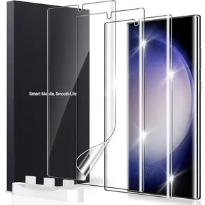 3 Pack for Samsung Galaxy S23 ultra Screen Protector [Not Glass] [Support Fingerprint Unlock] Touch Sensitive, Anti-Scratch 3D Curved Max Coverage Screen Protector for Samsung Galaxy S23 Ultra