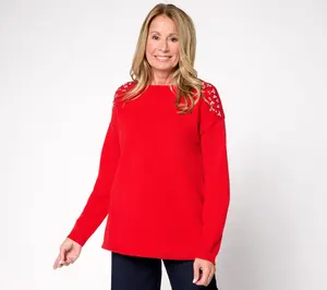 Susan Graver Embellished Poncho Sweater