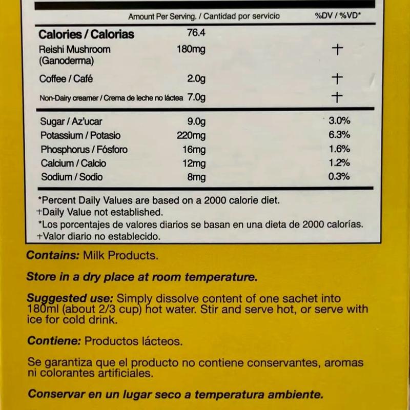 Eternal Spirit Gourmet Ganoderma Reishi 4-in-1 Coffee Latte - 15 Sachets Bean Beverage Made with Ganoderma Health Benefits US Made
