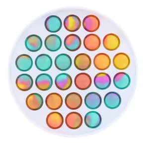 Pop Fidget Toy White Round 28-Button Silicone Bubble Popping Game Pop Fidget Toy White Round 28-Button Silicone Bubble Popping Game