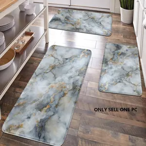 [Popular Choice]1PC, room decoration, bathroom decoration, bathroom floor mat, bathroom anti-slip mat, kitchen floor mat, gray marble pattern floor mat, simple and luxurious theme decoration, soft and comfortable surface, reducing fatigue.