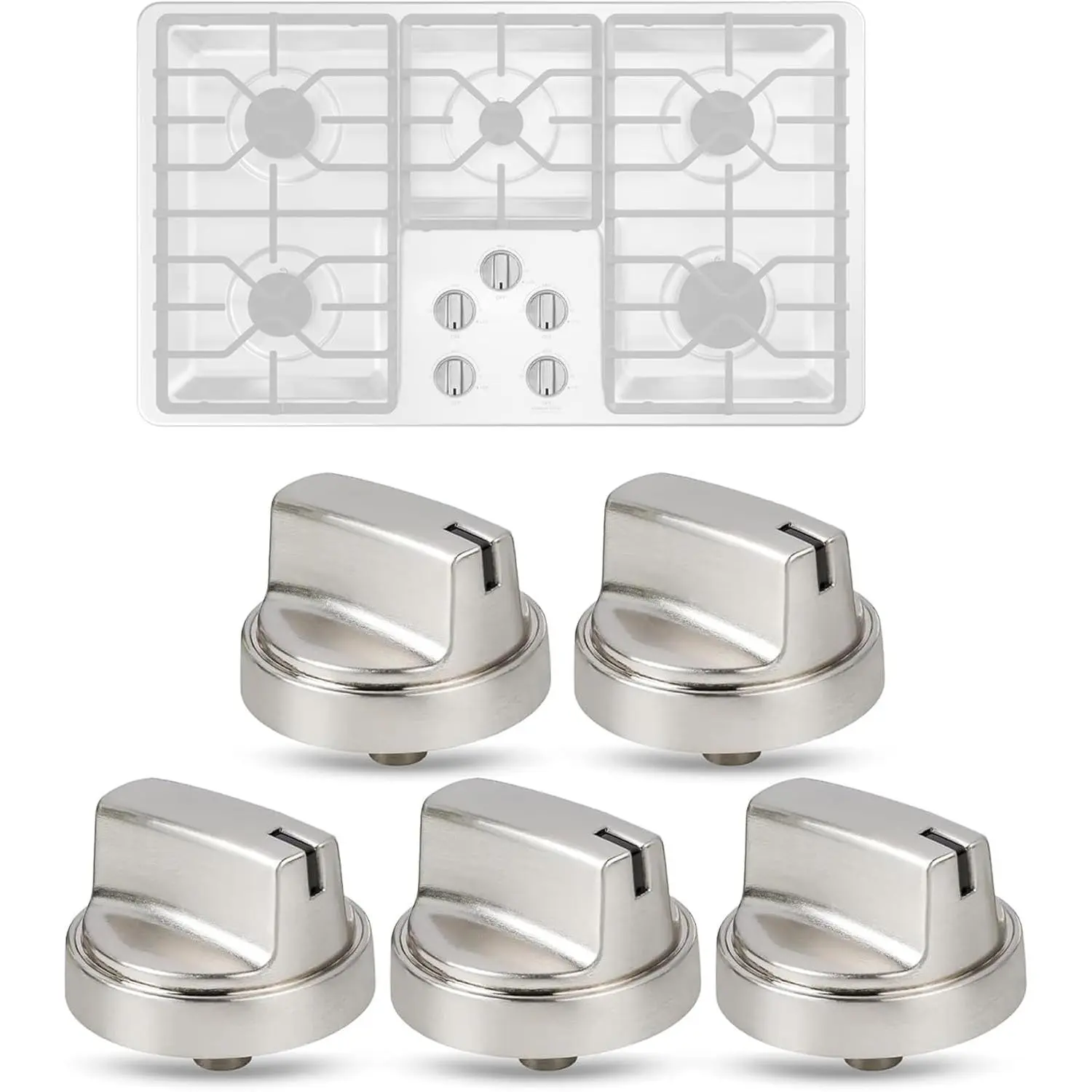 5 count Upgraded WB03X29300 Gas Stove Knobs for GE Range Surface Burner Knob, Gas Range Knobs Replacements for JGP3030SL1SS JGP3030SL2SS Cooktop Knob Replace for GE Part Number AP6301265 4585904