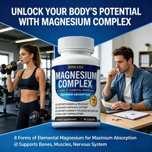 Nutrition Magnesium Complex 1000mg 90 Capsules 7 Elemental Sources Men Women Bone Muscle Sleep Immune Support Nature Decent Fitness Dietary Supplement Malate Taurate Chelated for Easy Absorption for Bones Muscle Recovery Energy