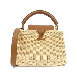 Pre-owned Louis Vuitton Calfskin Shoulder Bags Capucines BB Rattan Handbag