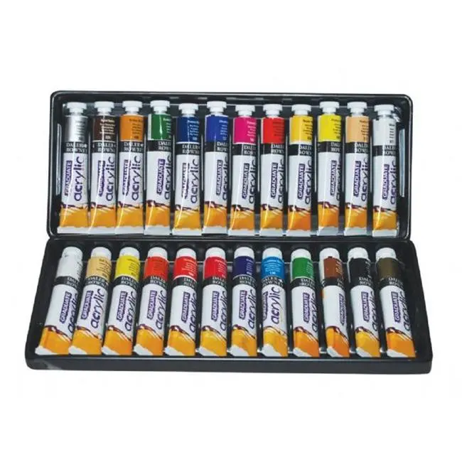 212 MAIN Daler-Rowney Graduate Acrylic Paint Set - 24-Color, 22ml Plastic Tubes with Dispensing Cap, Easy Flow, Transparent Design, Art Materials for Office & School Stationery Needs