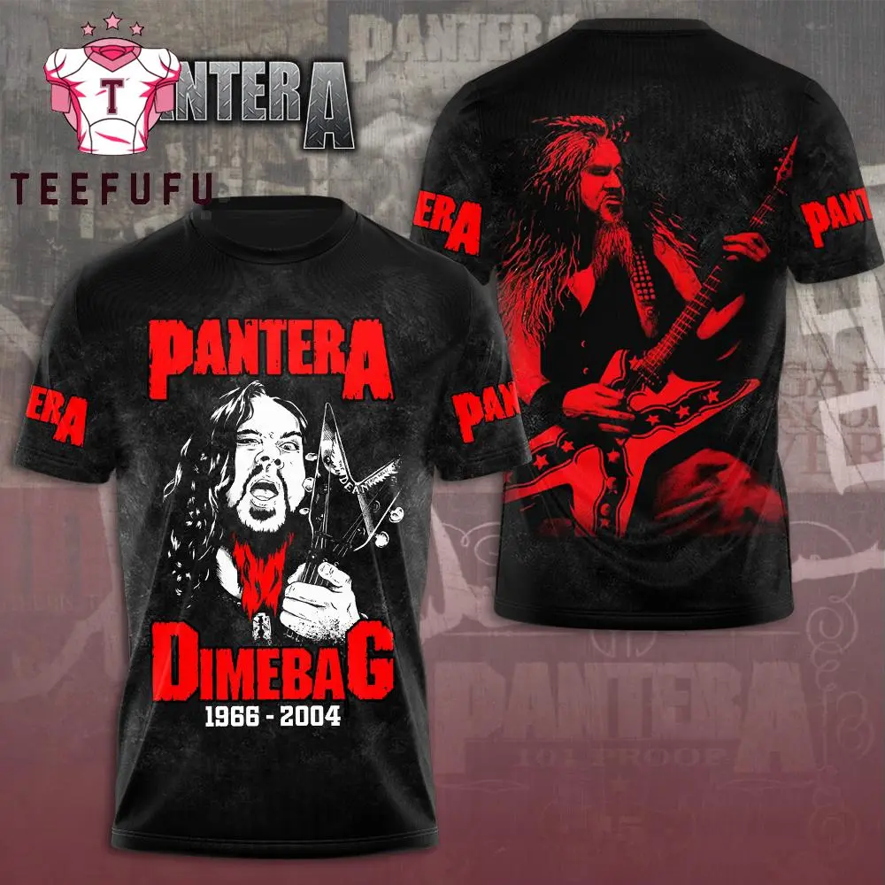 Women's Fitted Cut Cotton Short-Sleeve Round Neck Graphic T-Shirt - 3D Pantera Dimebag 1966-2004 Music Digital Print Tops, 2XL, 4XL