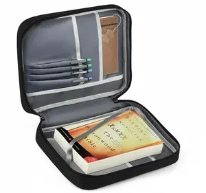 Bible Cover Bag with for Women Men, Scripture Study Carrying Book Cover Church Bag with Handle and Pocket for Fathers Mothers Mom Kids, Catholic Church, Christian Gifts Black