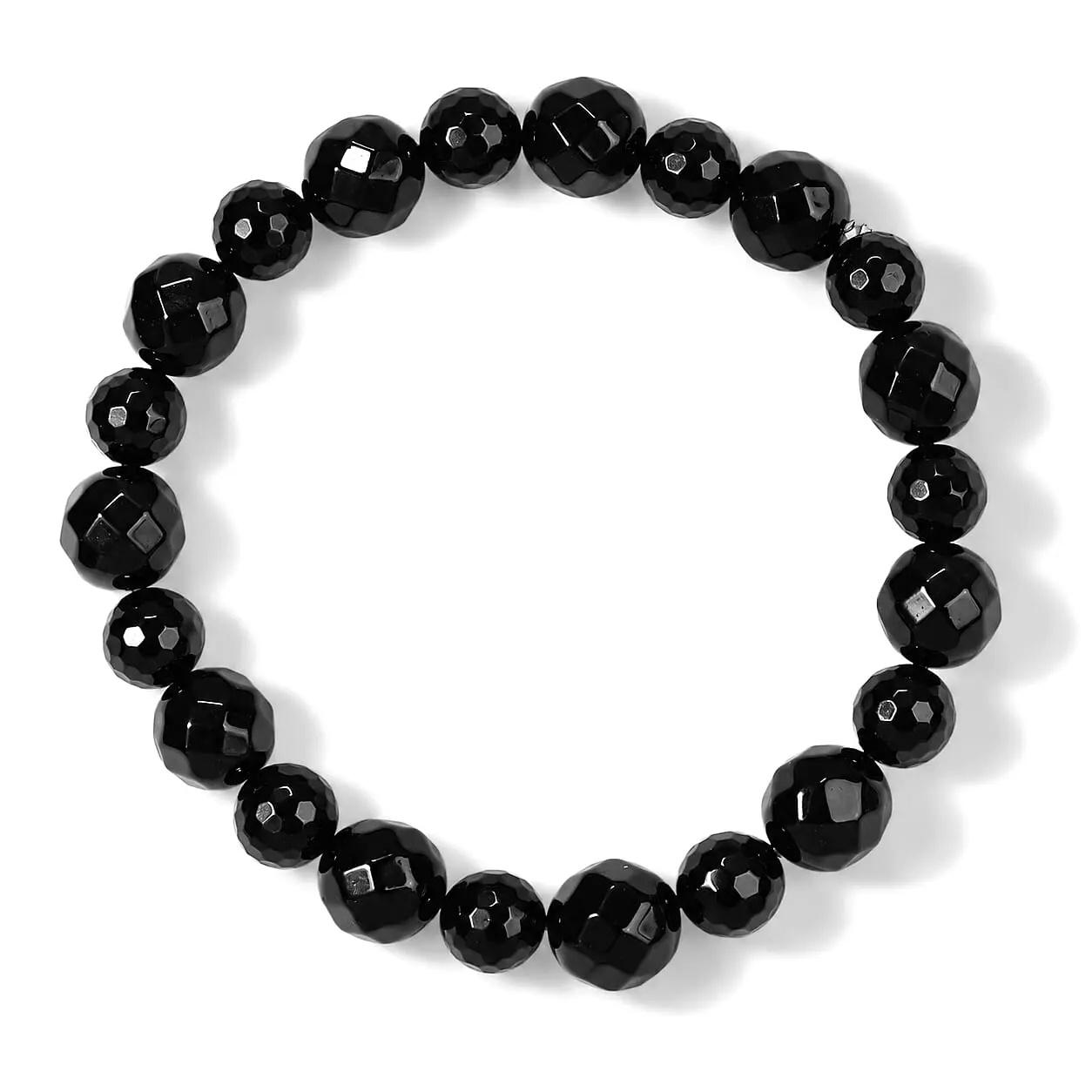 Black Agate Beaded Stretch Bracelet 105.00 ctw