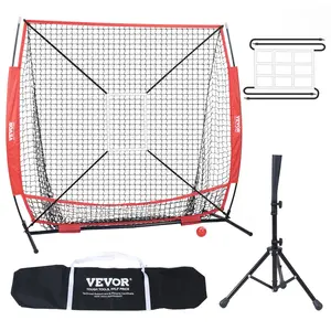 【Summervibes】VEVOR 5x5 ft Baseball Softball Practice Net,  , Portable Baseball Training Net for Hitting Batting Catching Pitching, Backstop Baseball Equipment with Bow Frame, Carry Bag, Strike Zone, Ball, Batting Tee