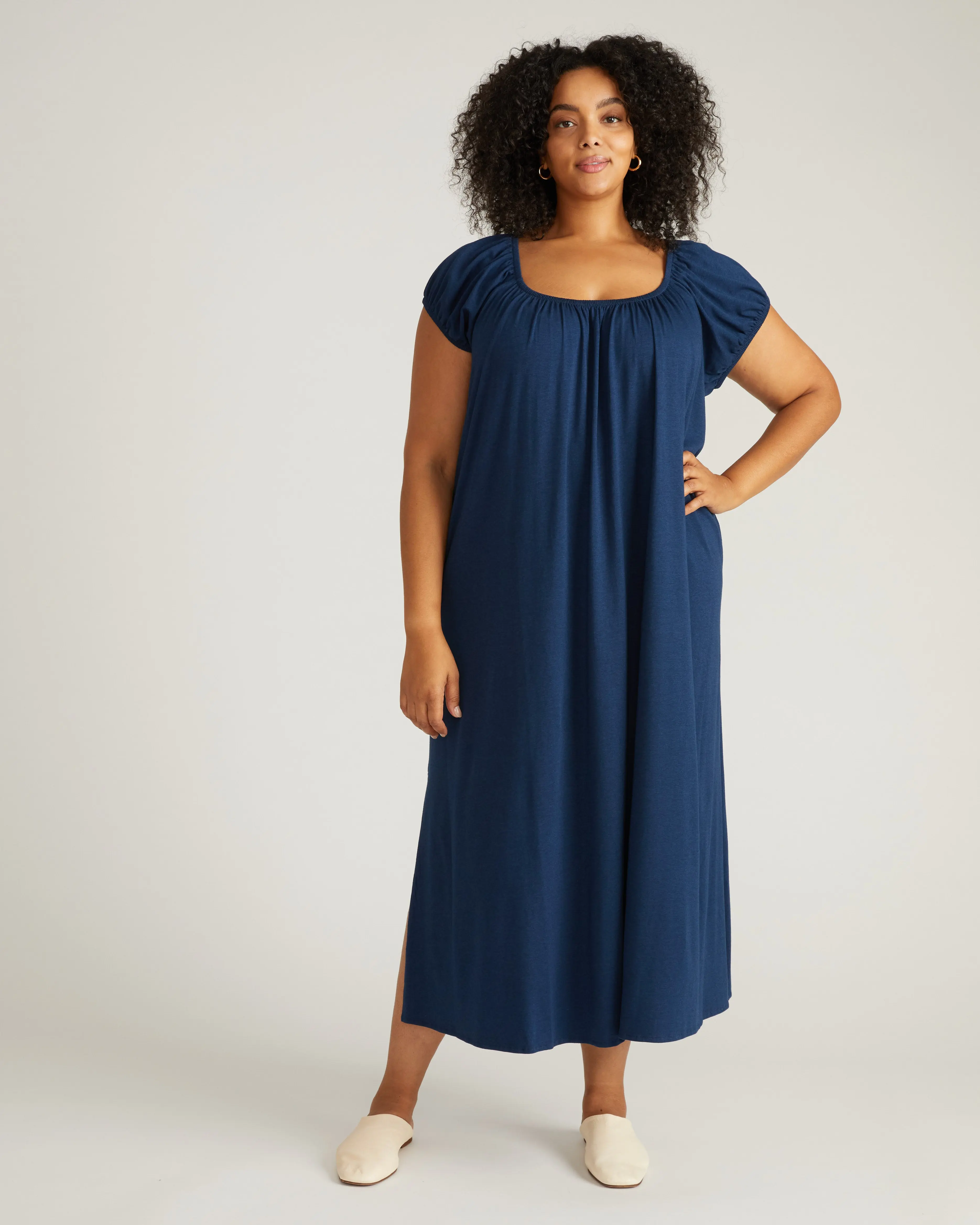 Women's Lilian Luxury Sleep Nightdress, Soft Jersey Romantic Gown, Long Fairytale Dream Loungewear in Pageant Blue, Nightwear, Loungewear Nightdresses, Long Dress, Romance, Luxury Jersey, Soft Fabric, Buttery Soft Nightdresses, Dreamy Sleep Nightdresses