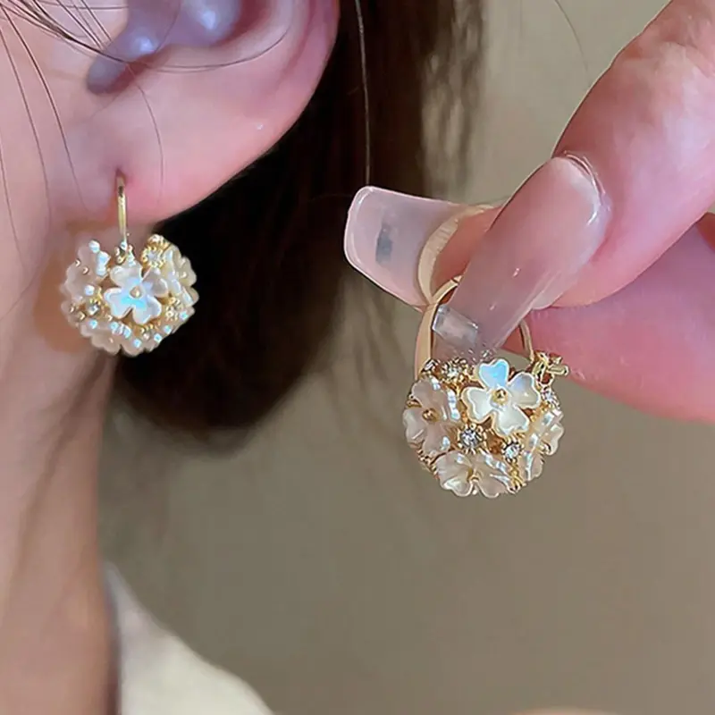 Fashion Flower Design Rhinestone Decorated Earrings, Elegant Jewelry for Party, Daily Clothing Decor, Trendy All-match & Exquisite Jewelry for Birthday Gift, High Quality Earrings, Fashionable Earrings