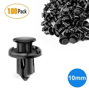 100PCS 10mm Bumper Clips Retainer Auto Car Plastic Rivets Fastener Fender Push++