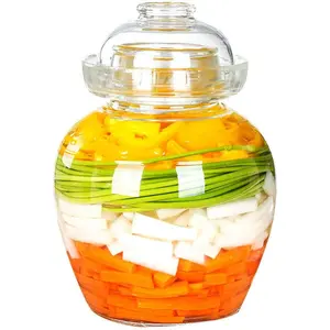 1.5L Glass Jar with Lid Fermentation Jar, Traditional Fermenting Kit Crock with Water Seal Airlock Lid, Pickle Jar for Pickles Kimchi, Sauerkraut,  Brewing Kombucha