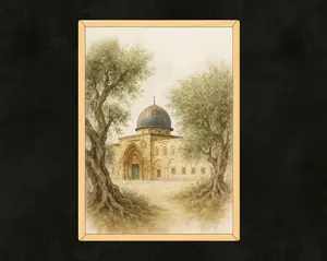 Palestine Wall Art Featuring Al-Aqsa Mosque, Islamic Olive Tree Decor, Muslim Home Poster, Edition Middle Eastern Artwork, Faith-Based Printable For Ramadan Or Daily Decor