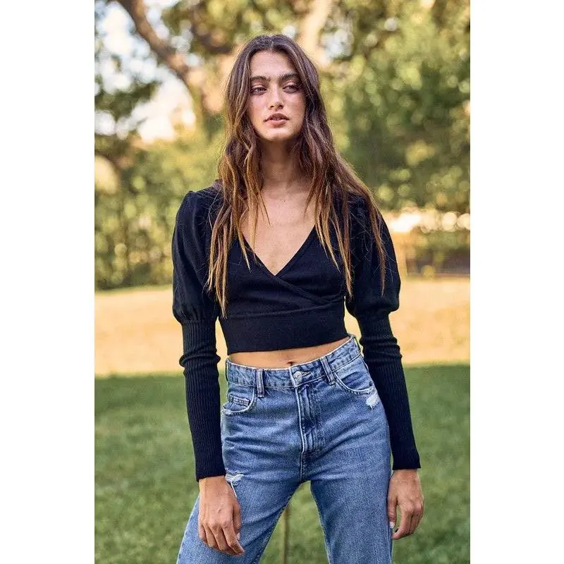 Puff Sleeve Crop Sweater