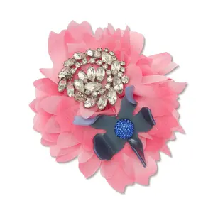 HOT PINK  RHINESTONE LILY BROOCH