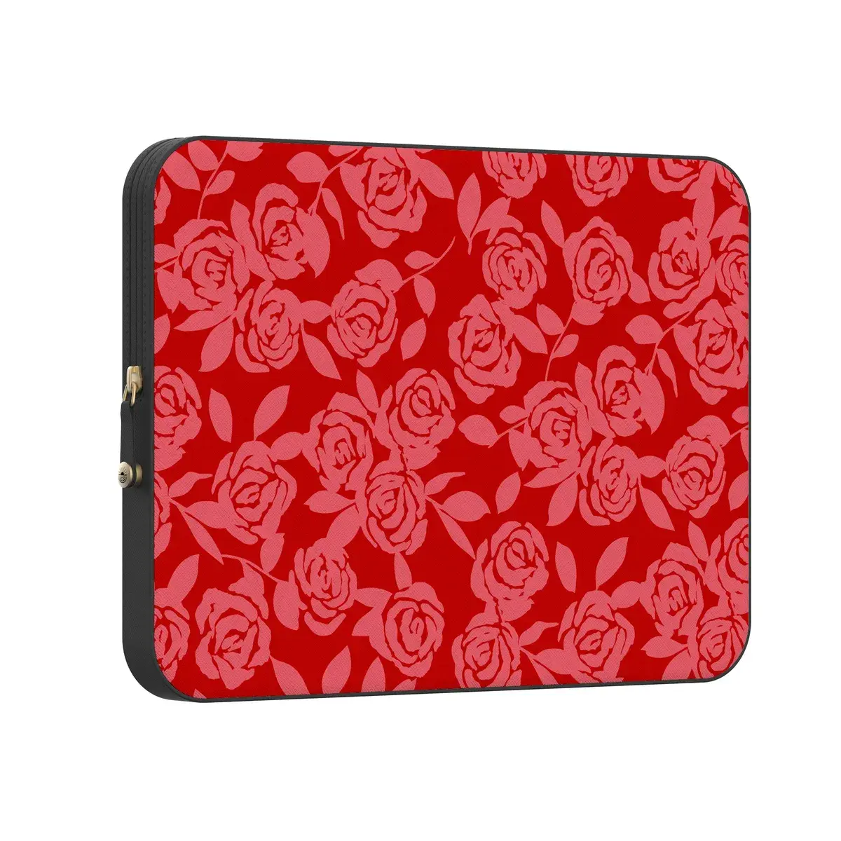Casely PU Leather MacBook Laptop Sleeve Case - Final Rose Red & Pink Floral, Water Resistant, Reverse Coil, Aeroshield® Liner, Daily Use, Easy Top-Fold Entry, Magnetic Snap-Lock, Protects Laptop