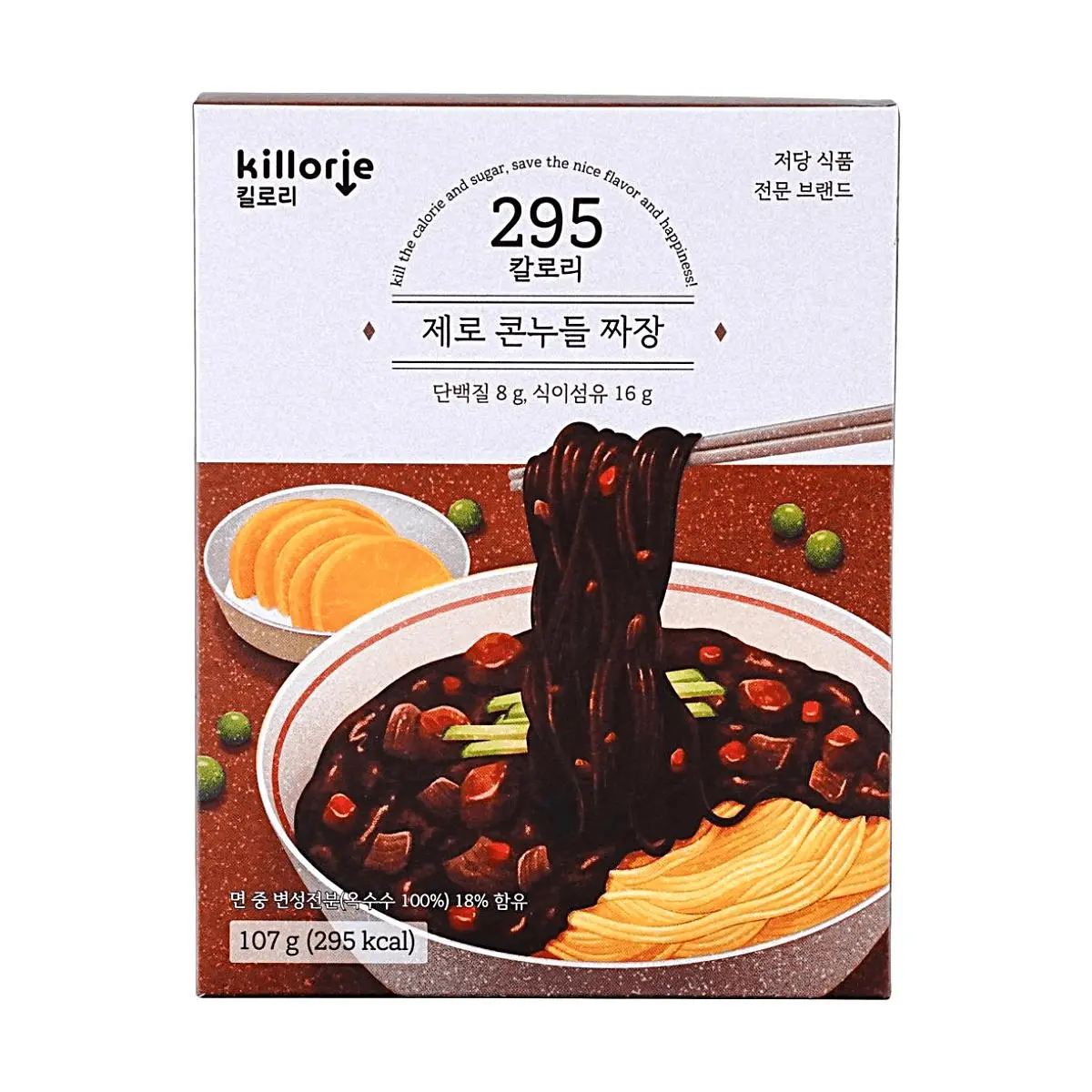 Korean Zero Corn Noodles Black Bean Jajang Flavor - Low Calorie, Konjac Style, Diet Friendly