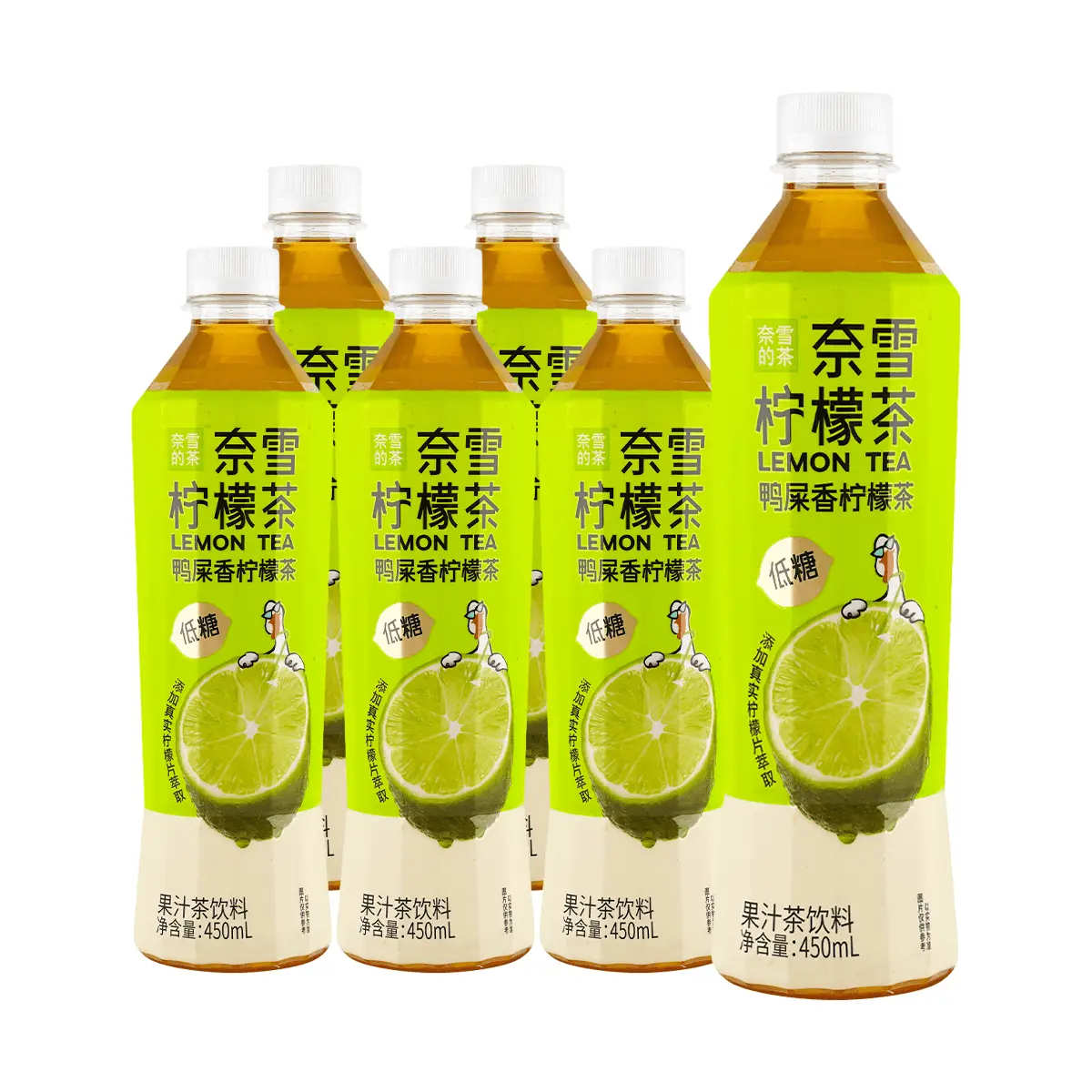 NAISNOW Duck Shit Lemon Tea Drink - 6 Pack, 450ml Each | Low Sugar, Light Calorie Fruit Tea Beverage