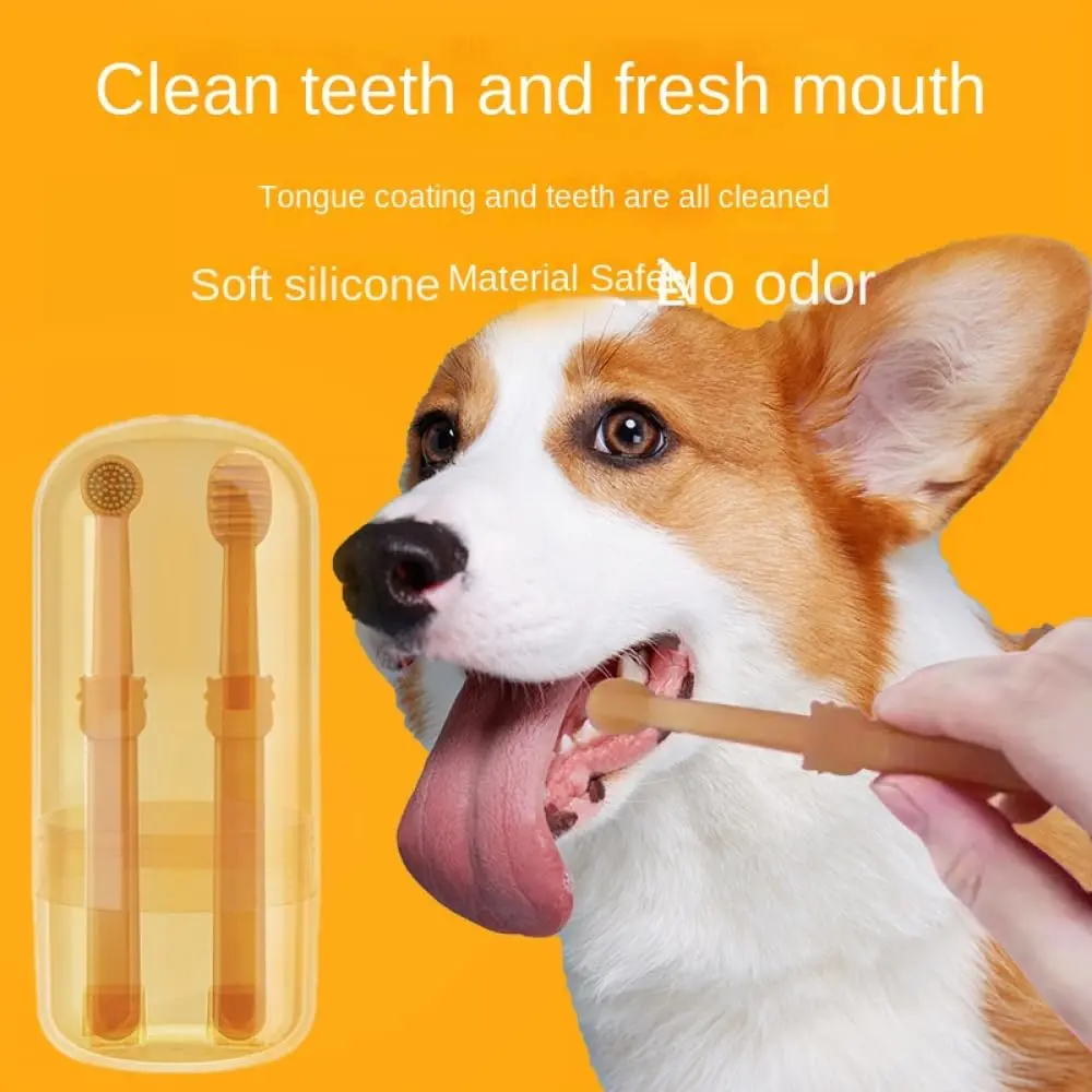 Dog Toothbrush Won't Damage Gums Soft Silicone Cat Toothbrush Can Easily Clean Tooth Stains pet  toothpaste
